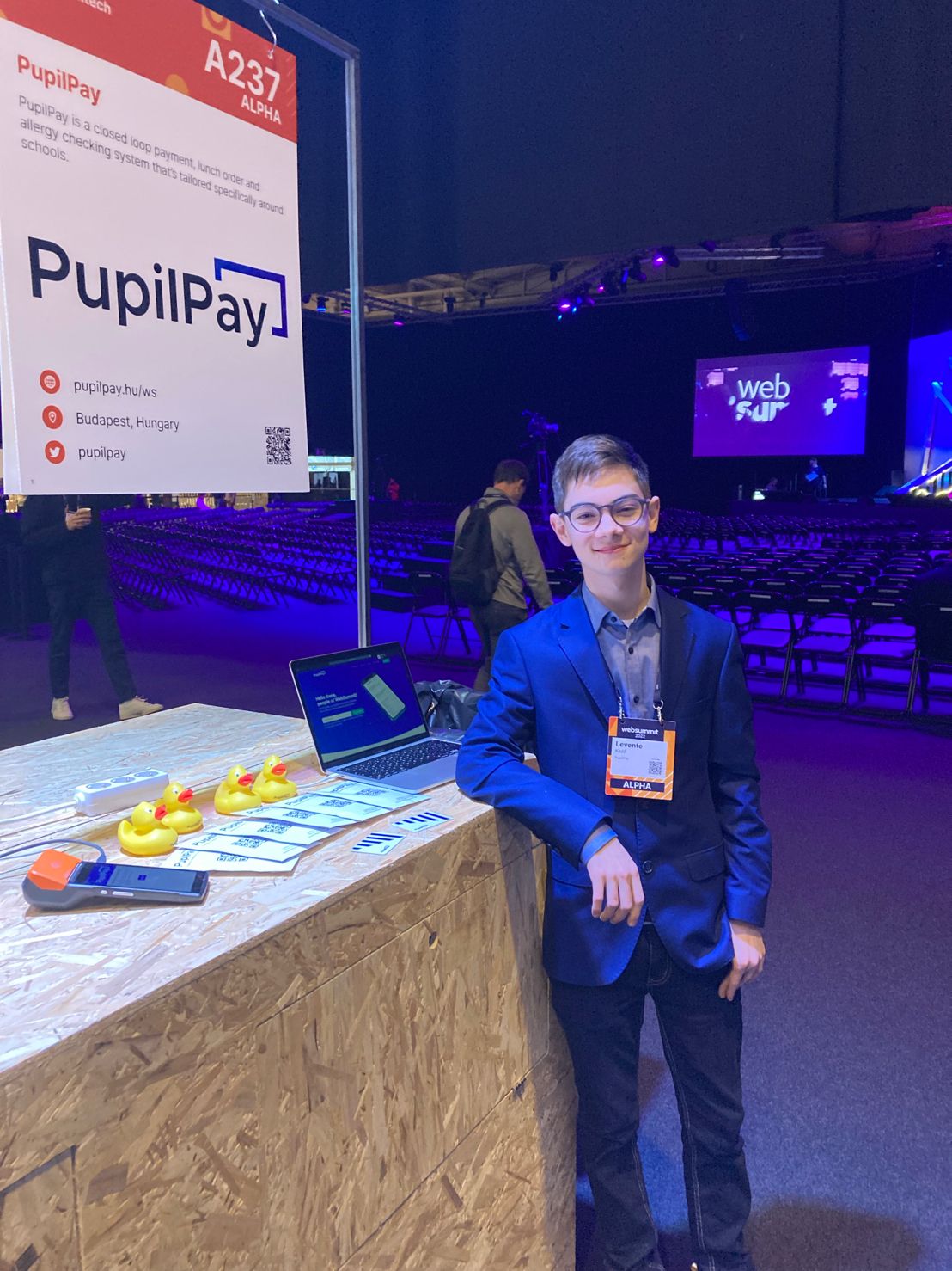 Levente at PupilPay's WebSummit booth